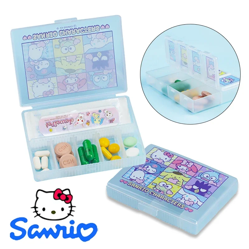 Sanrio Hello Kitty Portable Pill Box Cute Cartoon Weekly Medicine Storage Pill Case Travel Organizer Pill Dispenser Container