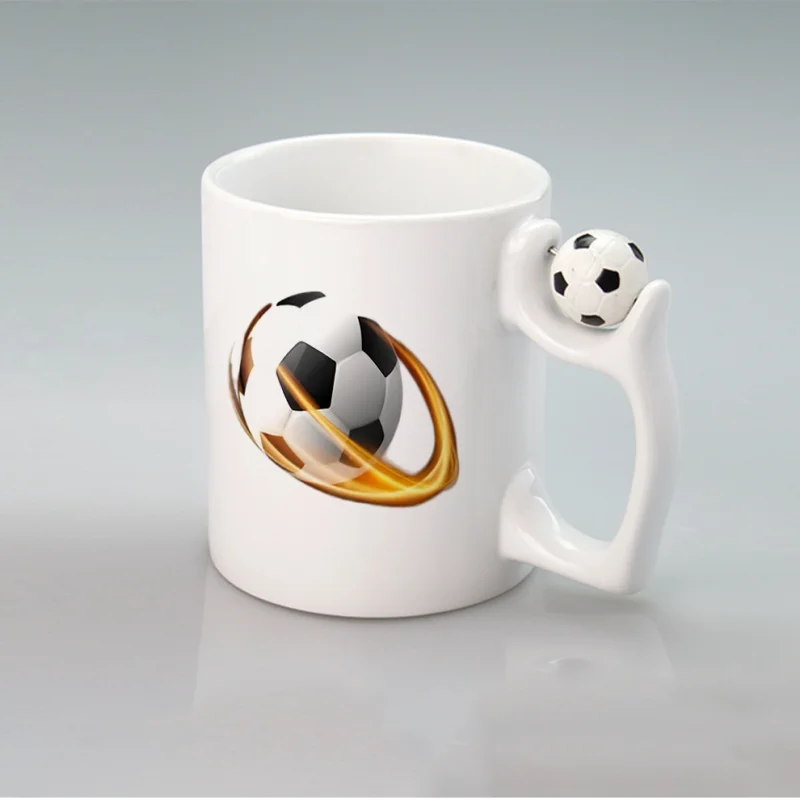 3D Printing Watch - แก้วกาแฟเซรามิกพร้อมลายลูกฟุตบอล 3 มิติ และลายสนามกีฬา เหมาะสำหรับดูเกม ใช้ในออฟฟิศ