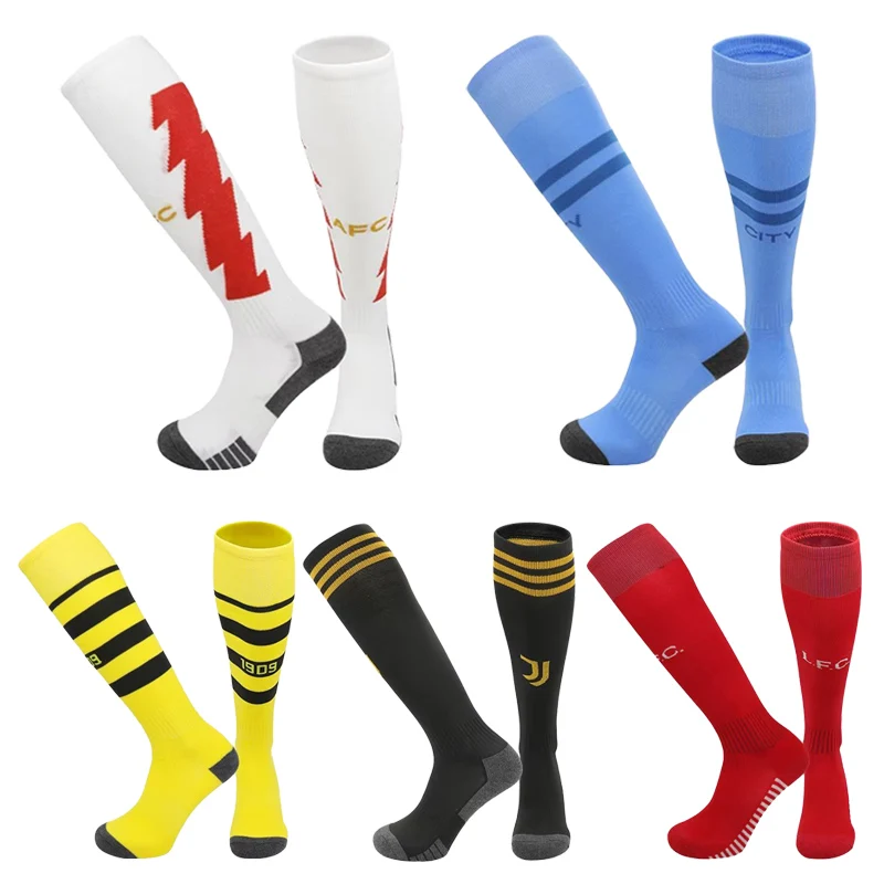 23-24 Season Club Of Team Soccer Socks Adult Kids Style Breathable Thicken Sport High Knee Football Long Training Match Stocking