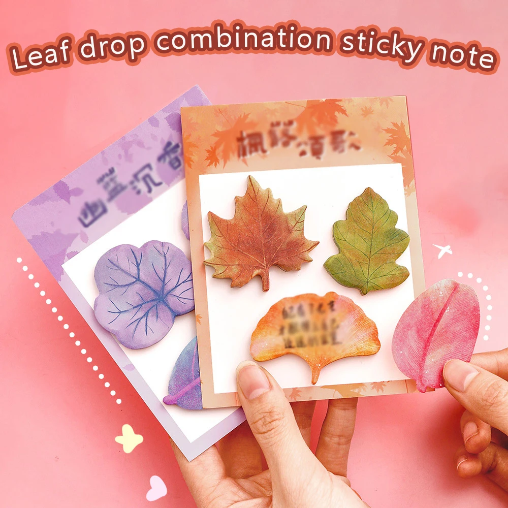 ملاحظة لاصقة مكونة من أوراق شجر مقلدة للطلاب، أوراق القيقب اللطيفة، أوراق الجنكة، ملاحظات الرسائل، الملاحظات اللاصقة