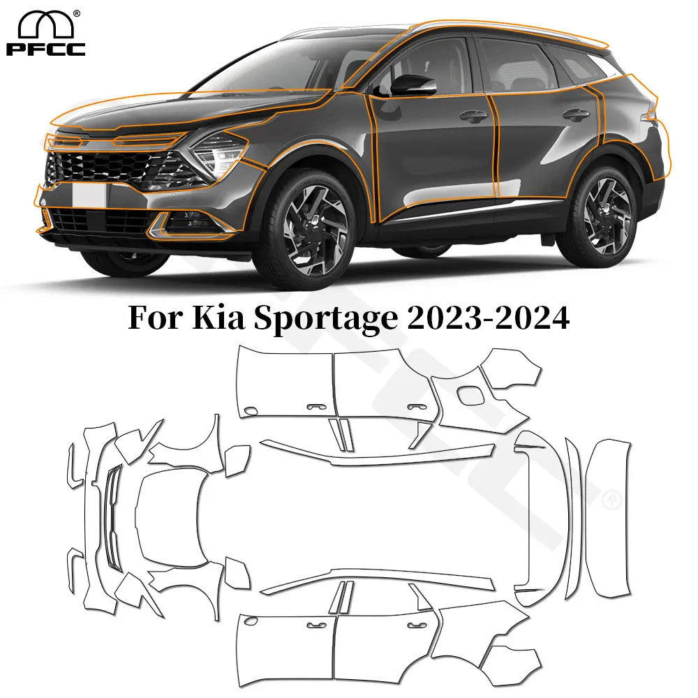 

For KIA SPORTAGE 2023 2024 TPU Paint Protection Film Anti-Scratch Car Body Pre-cut PPF Clear Bra Resistant Invisible Repairable