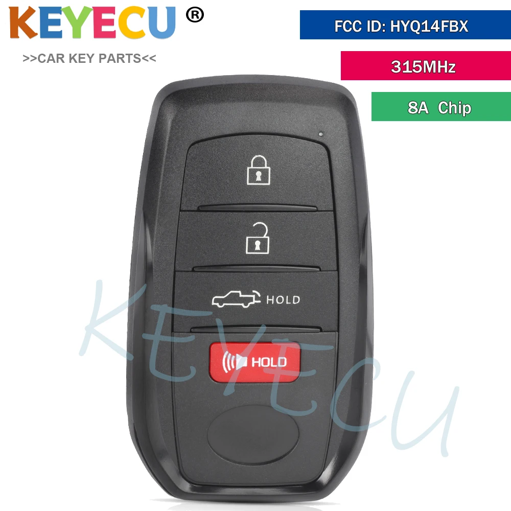 4 Buttons Smart Remote Key Fob for 2022 2023 2024 Toyota Tundra Truck , P/N: 8990H-0C010 315MHz FCC ID:  HYQ14FBX