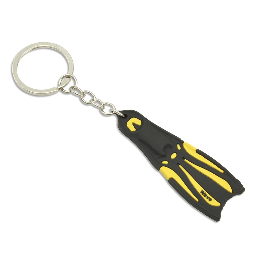 1 PC Key Ring Dive Fins Flippers Key Chain Holder Silicone Steel Keyring Keychain for Boat Kayak Surfing Sailing Dropship