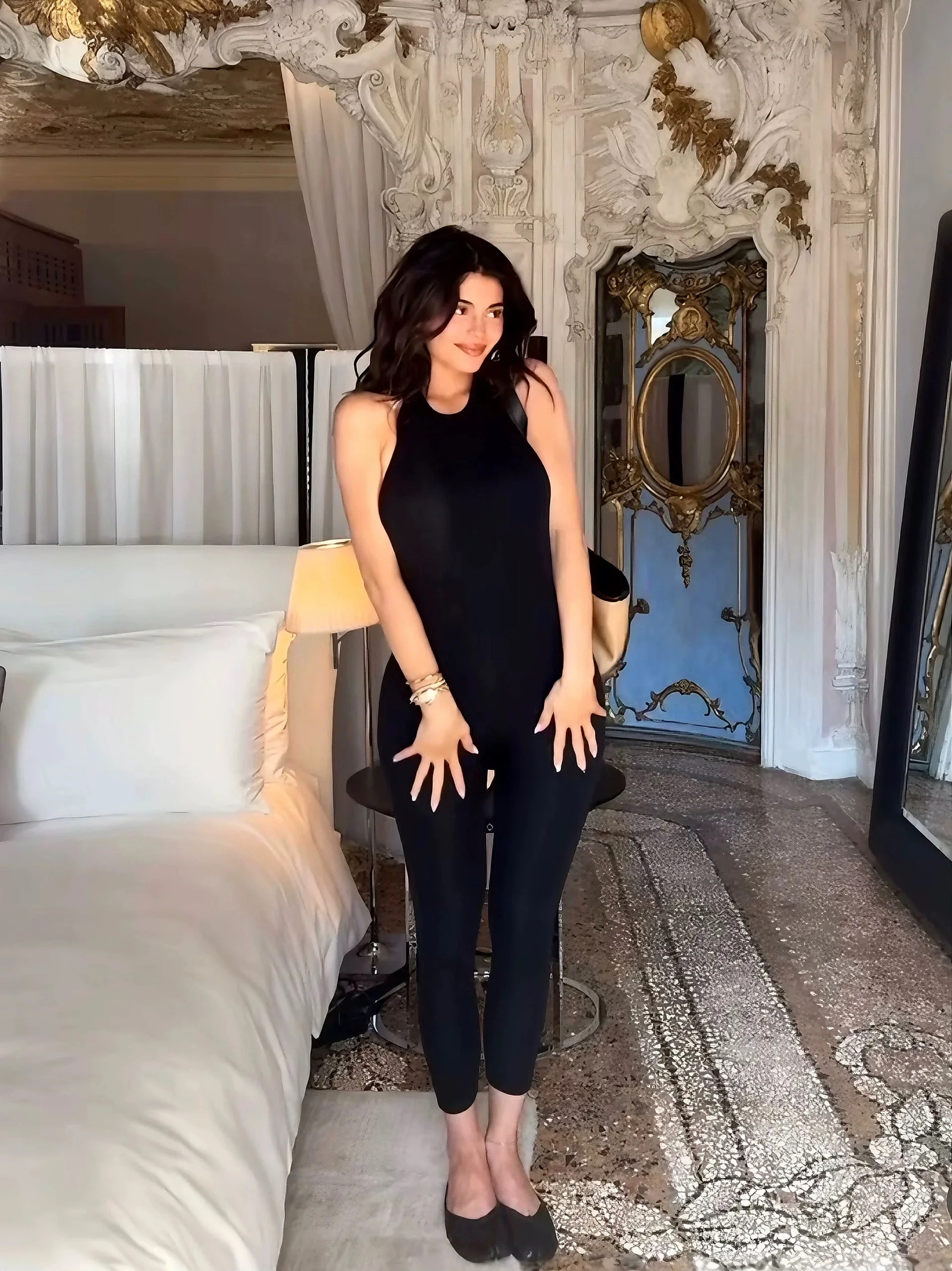 Khy Kylie مثير قطة عارية الذراع بذلة مطاطية ، سراويل تسع نقاط