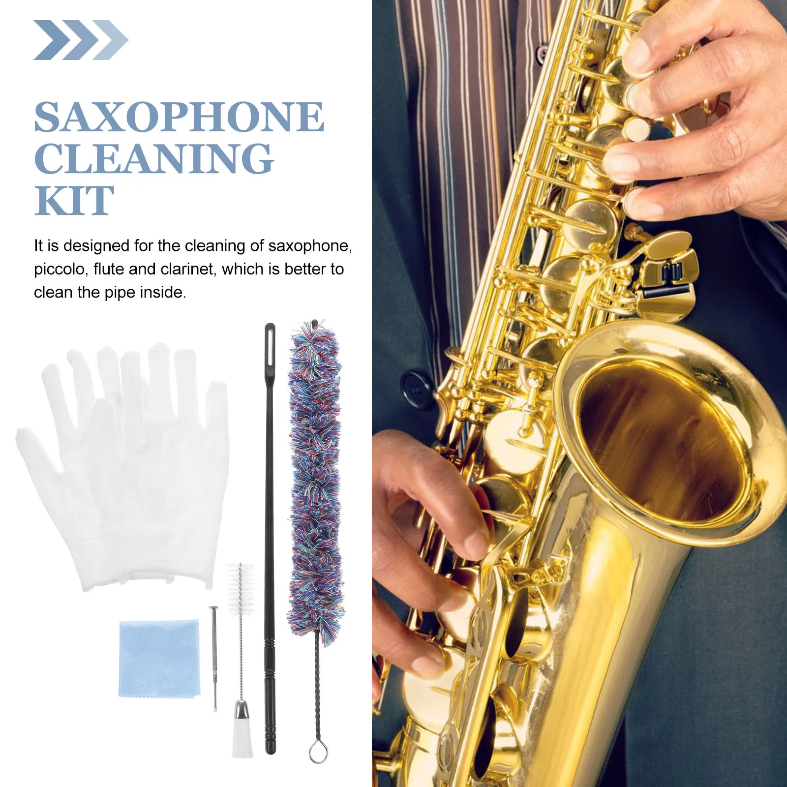 

Saxophone Cleaning Swab Brush Care Tool Flute Cloth Tools Saxphone Kit Plastic Alto