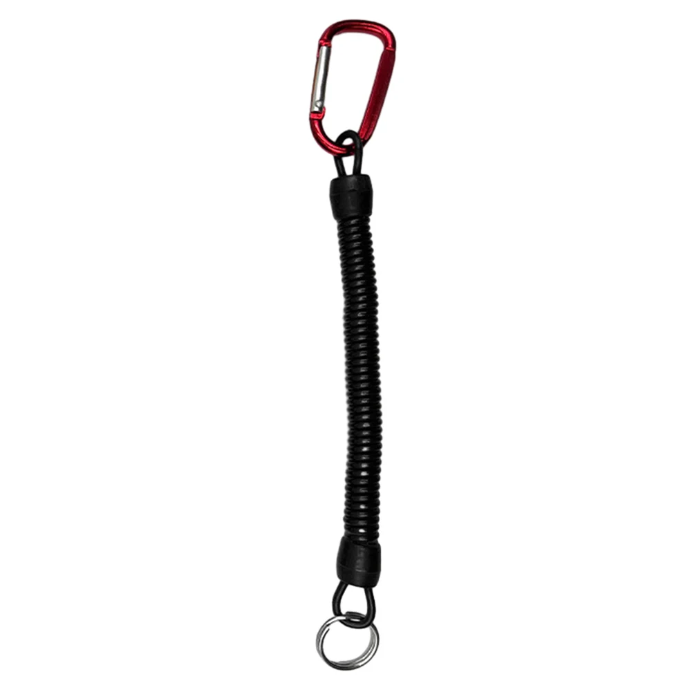 Fishing Missed Rope Lanyard with Spiral Spring for Lure Pliers Rods and Electric Reels PU Material and Secure Lock for Anglers