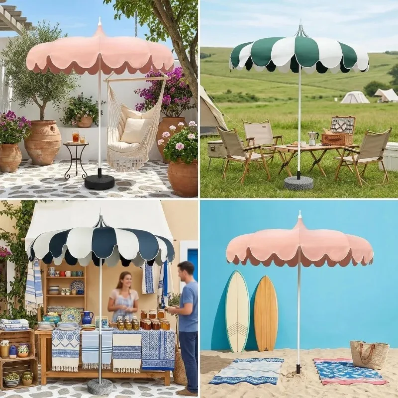 Outdoor pointed parasol sunscreen umbrella sun umbrella leisure beach seaside garden decorative umbrella