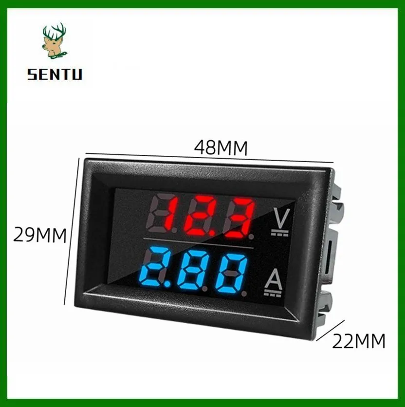 LED digital voltímetro e amperímetro, tensão atual medidor, detector de volts, testador, painel do monitor, carro, motocicleta, DC 0-100V, 10A