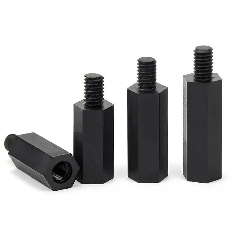 50pcs M2/M2.5/M3/M4*L+6mm Thread Black/white Spacing Screw Plastic For PCB Motherboard Fixed Nylon Standoff Spacer Pillar