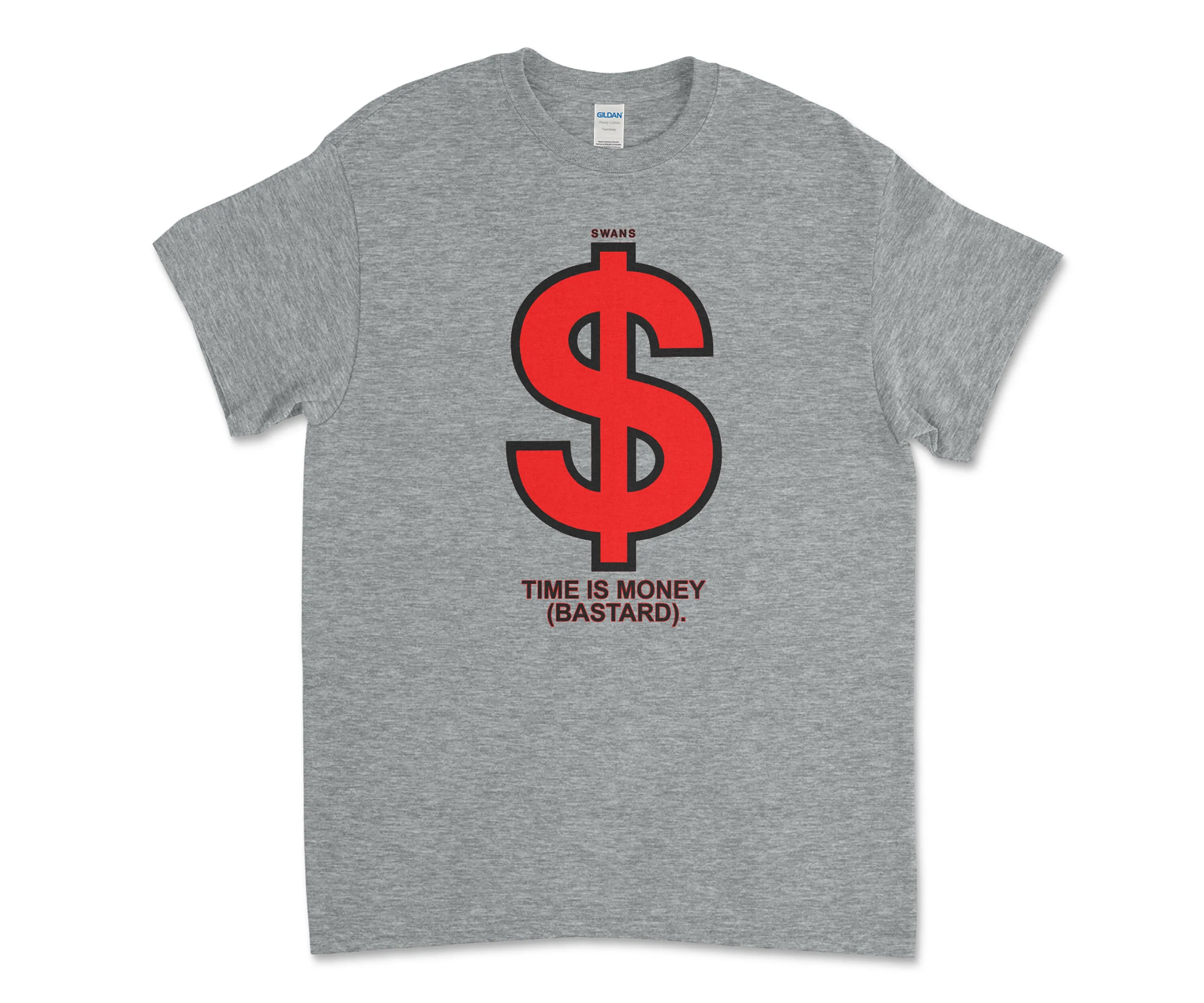 Swans Time is Money Greed Heather Grey T Shirt