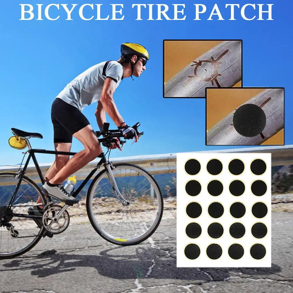 20 Pc Bicycle Rubber Puncture Tire No Glue Patch Portable Repair Inner Kits Tube Bike Kit Fix Pad Tools Tire Accessory X6B3