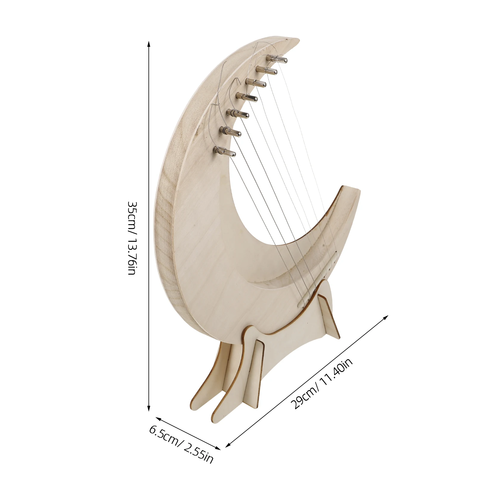 آلة موسيقية خشبية من 7 أوتار للمبتدئين، أوتار محمولة صغيرة محمولة لتعلم الموسيقى للأطفال