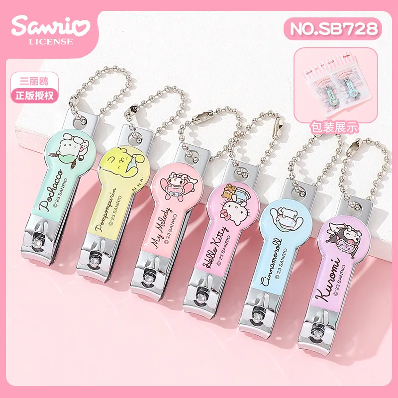 Sanrio Nail Scissors Kawaii Hello Kitty Kuromi My melody Cinnamoroll Pochacco Cartoon Cute Alloy Flat Manicure Scissors Gift