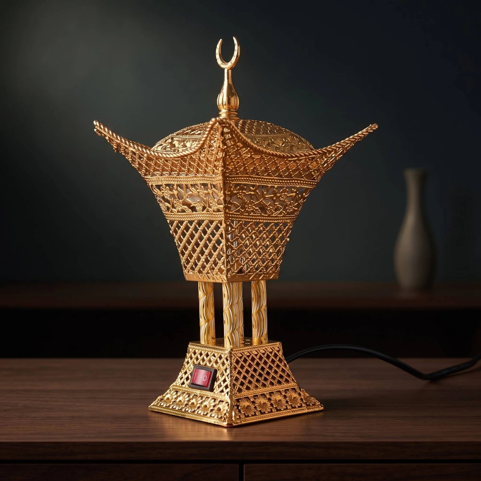Electric Incense Burner Electric Lotus Lantern Incense Burner Fragrance Warmer Gold-Colored Flame-without Flame for Prayer Areas