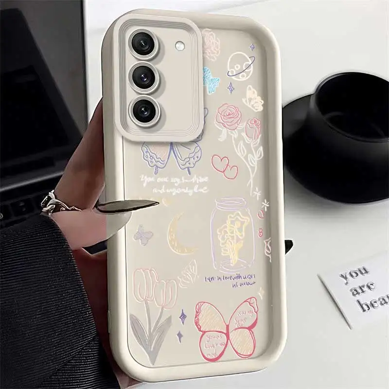 S22 Butterfly and Blossom Sky Eye Ladder Phone Case For Samsung Galaxy S30 S24 S23 S23FE S22Plus S21PRO S21 S21Plus S21FE S20FE