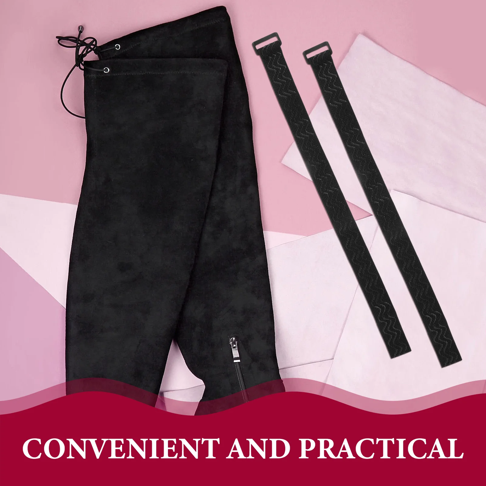 2Pcs Adjustable Boot Stay Up Straps High Knee Hook Loop Fasteners Anti Slip Boot Retention Stability Strap High Knee Boots Strap