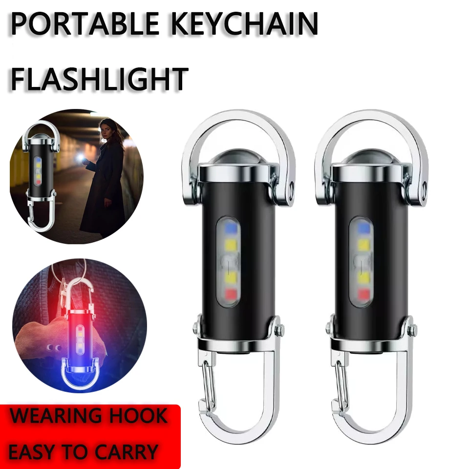 พวงกุญแจมินิแบบพกพา COB ไฟฉายกลางแจ้งพลังงานสูงไฟฉายพกพาไฟฉาย LED แบบชาร์จไฟได้สำหรับแคมป์ปิ้งไฟฉุกเฉิน
