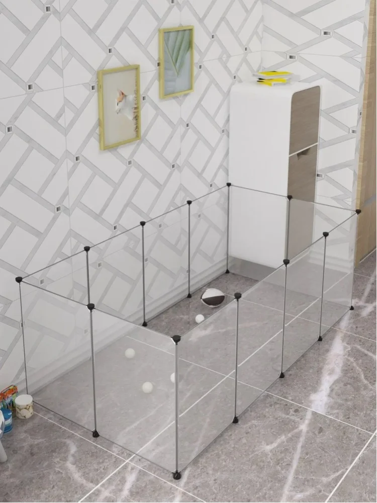 EUGAD DIY Haustierzaun Transparenter Haustier-Laufstall Outdoor-Gehege für Kaninchen, Meerschweinchen, Welpen, Katzen – Spiel- und Schlafbereich