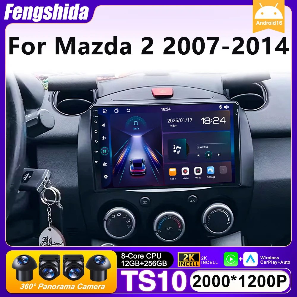 

Car Radio Carplay For Mazda 2 2007-2014 Android 16 Navigation GPS Multimedia Player Android Auto Stereo Autoradio WiFi No 2din