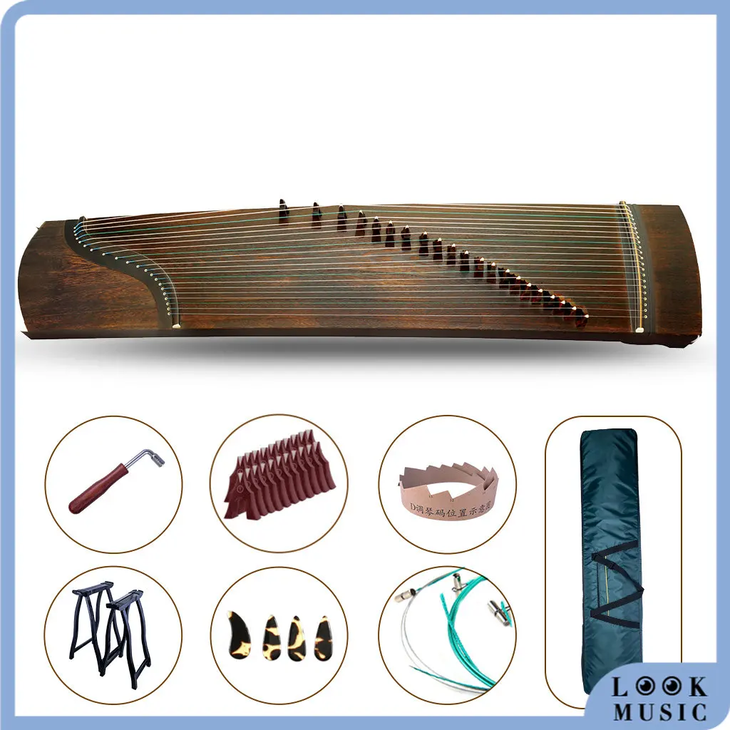 LOOK 21 Strings Guzheng Instrument Paulownia Plain Surface Chinese Zither Concert Grade Level 10 Exam Entry-Level For Beginner