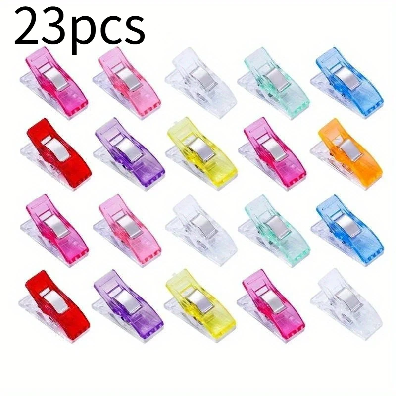 23pcs Job Foot Case Multicolor Plastic Clips Fabric Clamps Patchwork Hemming Sewing Tools Sewing Accessories
