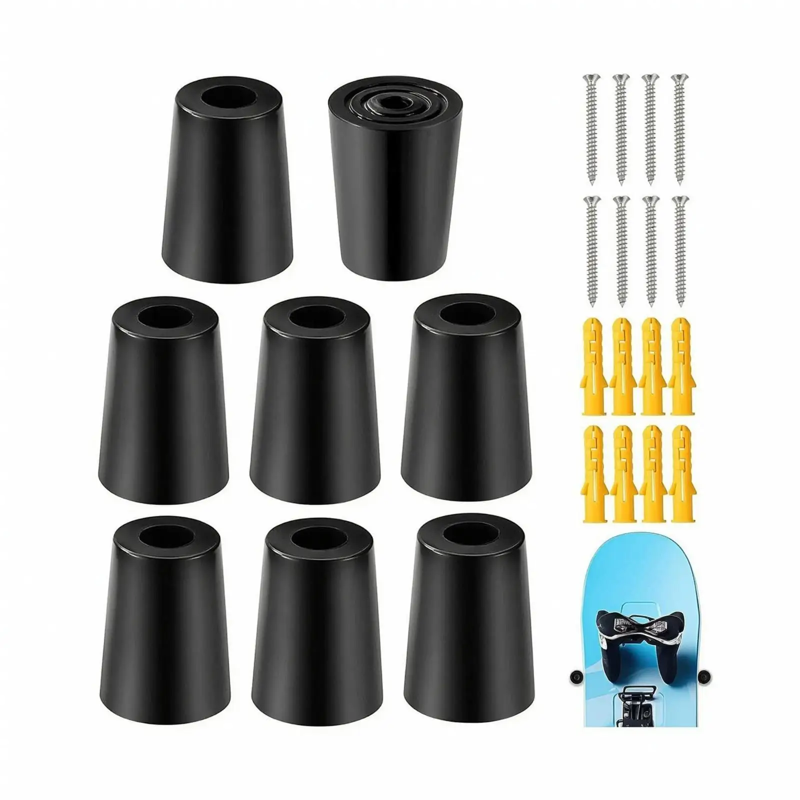 8 Pieces Snowboard Wall Mount | Compact Low-Profile Brackets, Snowboard Wall Rack, for Garage