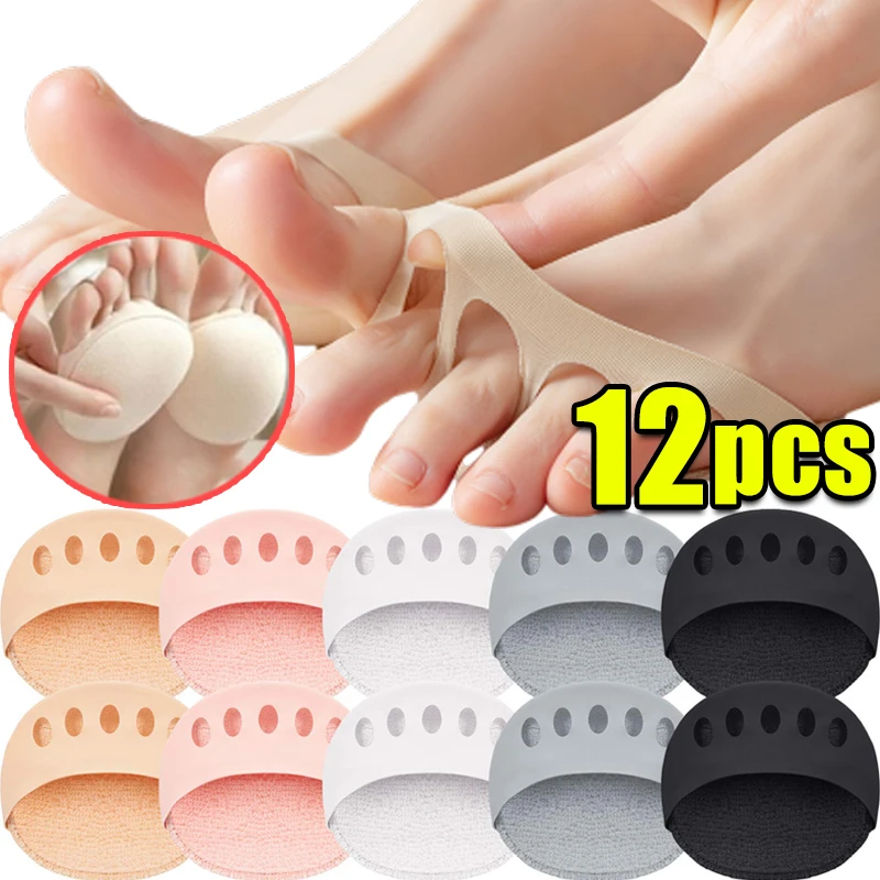 12pcs Five Toes Forefoot Pads for Women High Heels Half Honeycomb Breathable Shoe Cushion for Foot Pain Relief Moisture Wicking