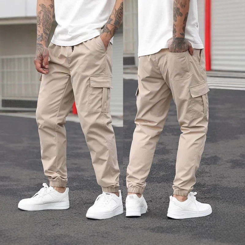 

Мужская рабочая одежда Брюки Повседневные длинные брюки Брюки-карго с завязками на талии и несколькими карманами