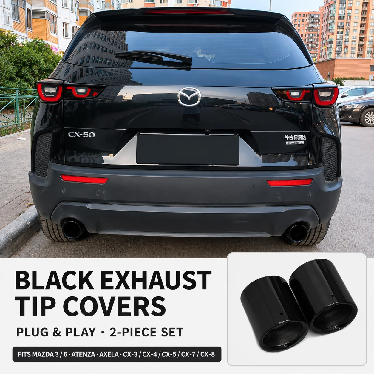 2 teile/los Auspuff Spitze Für 2022-2024 Mazda Enclave CX5 CX30 CX4 Edelstahl Auspuff Abdeckung Endrohr Schalldämpfer spitze Auspuff Trim
