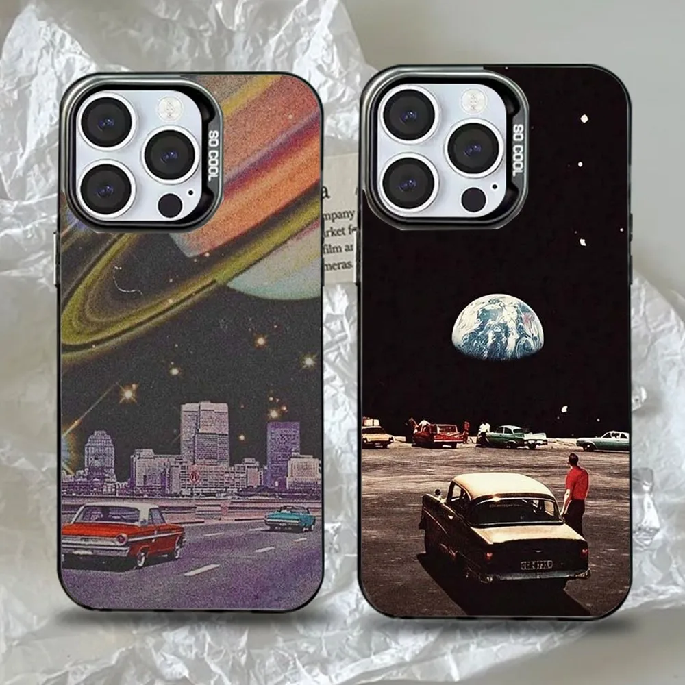 

Earth Stars Space Phone Case For iPhone 16,15,14,13,12,11,Pro,Max,Plus,Mini,XS,SE Anti Fall Black Matte Hard Bumper