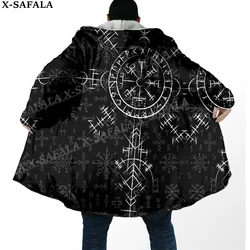 Viking Line Tattoo Symbol Totems Art Thick Warm Hooded Cloak Men Overcoat Coat Windproof Fleece Cape Robe Hooded Blanket-1