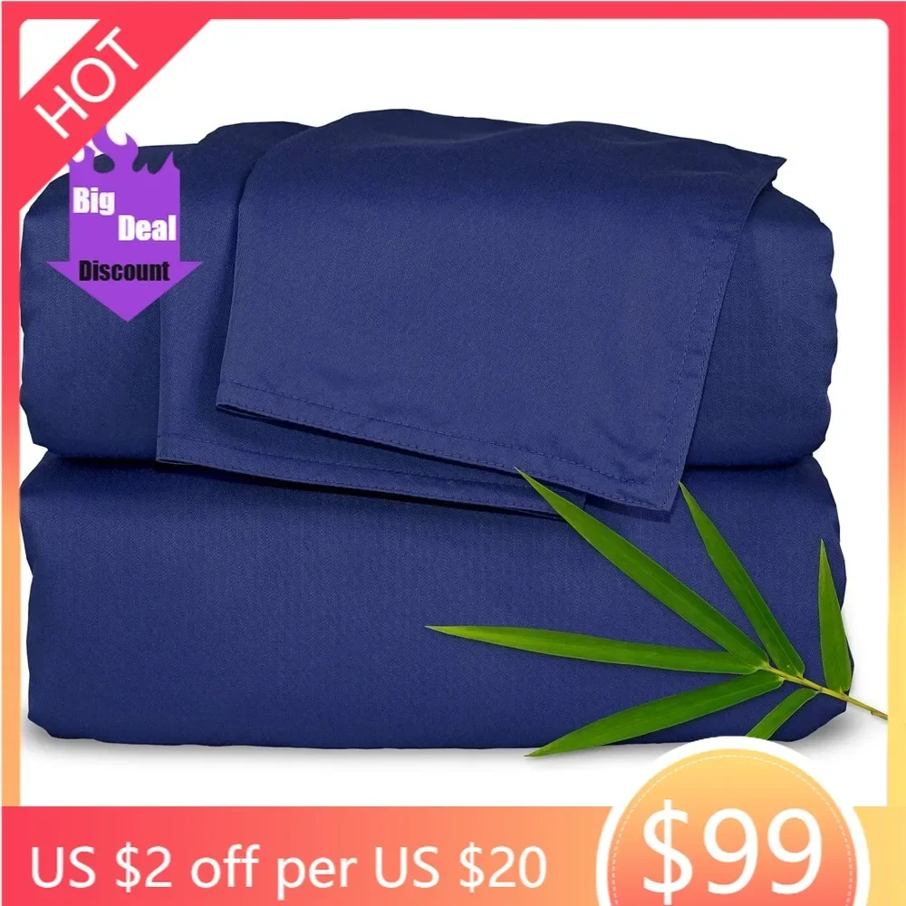 

Luxury Bamboo Viscose California King Sheets, 100% Organic, Soft and Breathable Bedding Set, Double Stitched