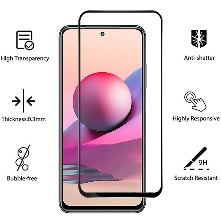 1~4 Pcs, Protective Glass for Redmi Note 10S 10T 10Pro Glass Redmi Note10 Pro Max Screen Protector Note 10T Protective Film Redmi Note10S Tempered Glass Film Xiaomi Note 10 5G Glass