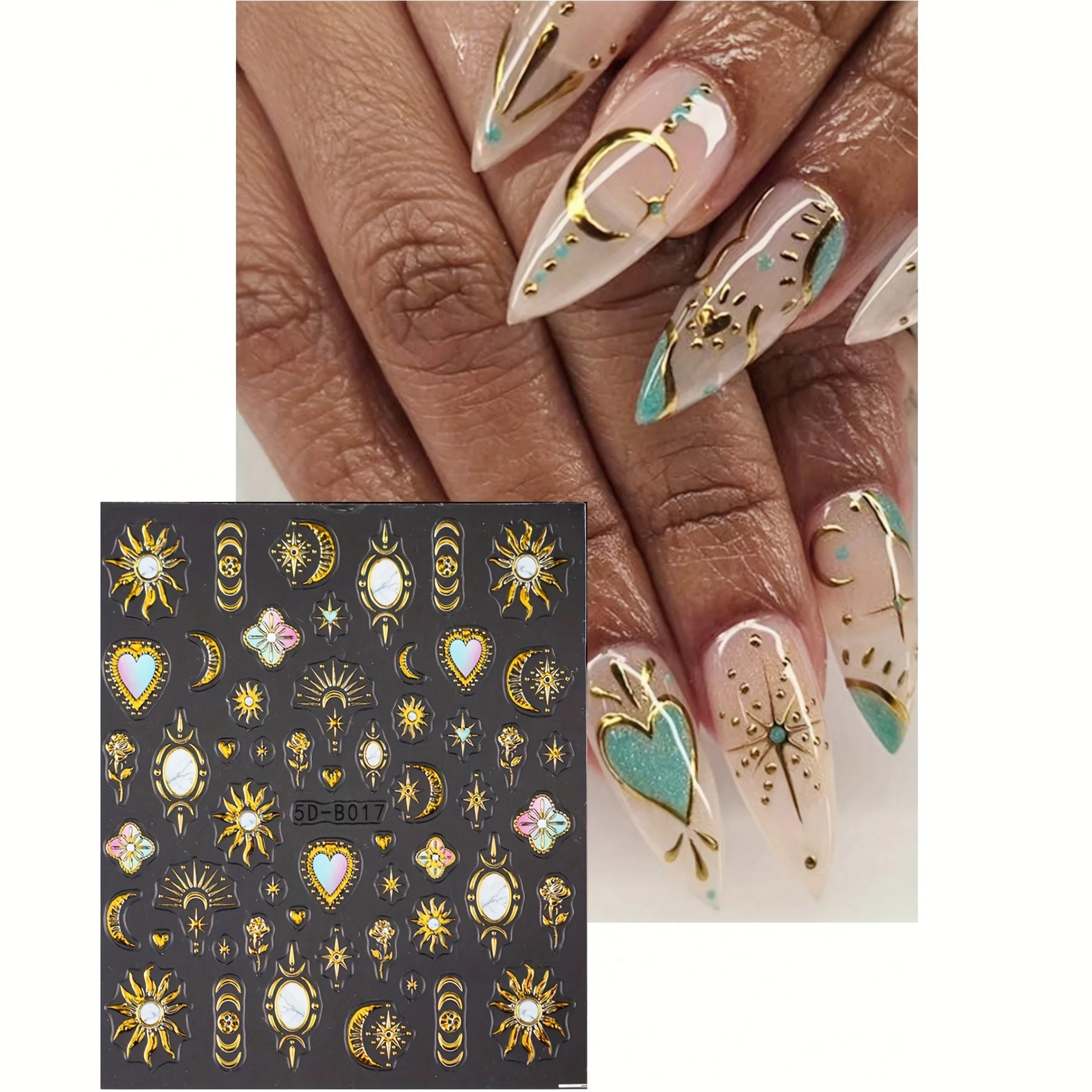 2/3PCS 라마단 스타 문 러브 릴리프 네일 스티커, - Nail Art Rose Gold 리뷰 및 가격