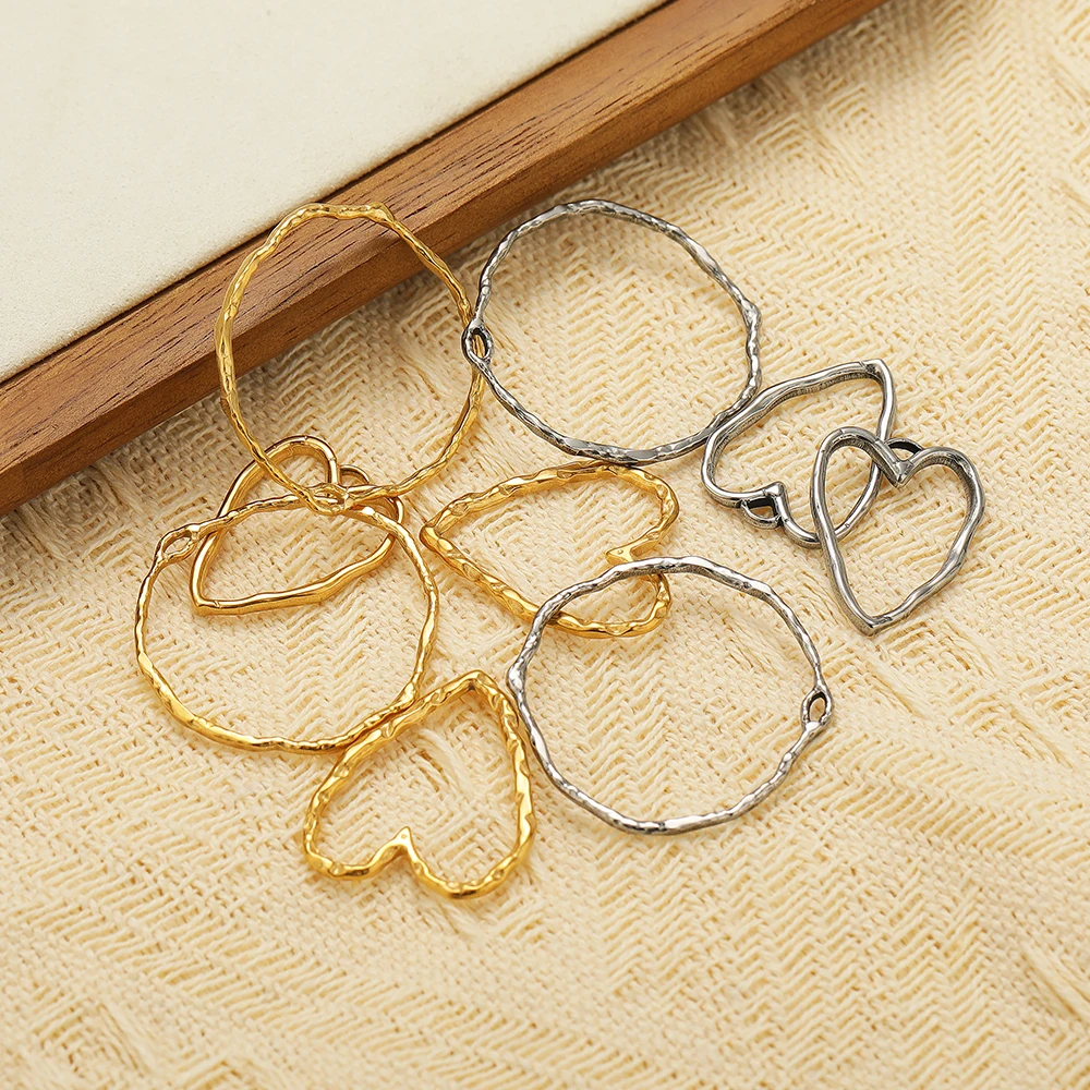 5 Stück Edelstahl Große Herz-Hohlanhänger Verbindungsstücke für DIY Schmuckzubehör Damen Halsketten Ohrringe Bastelzubehör – Detail 5