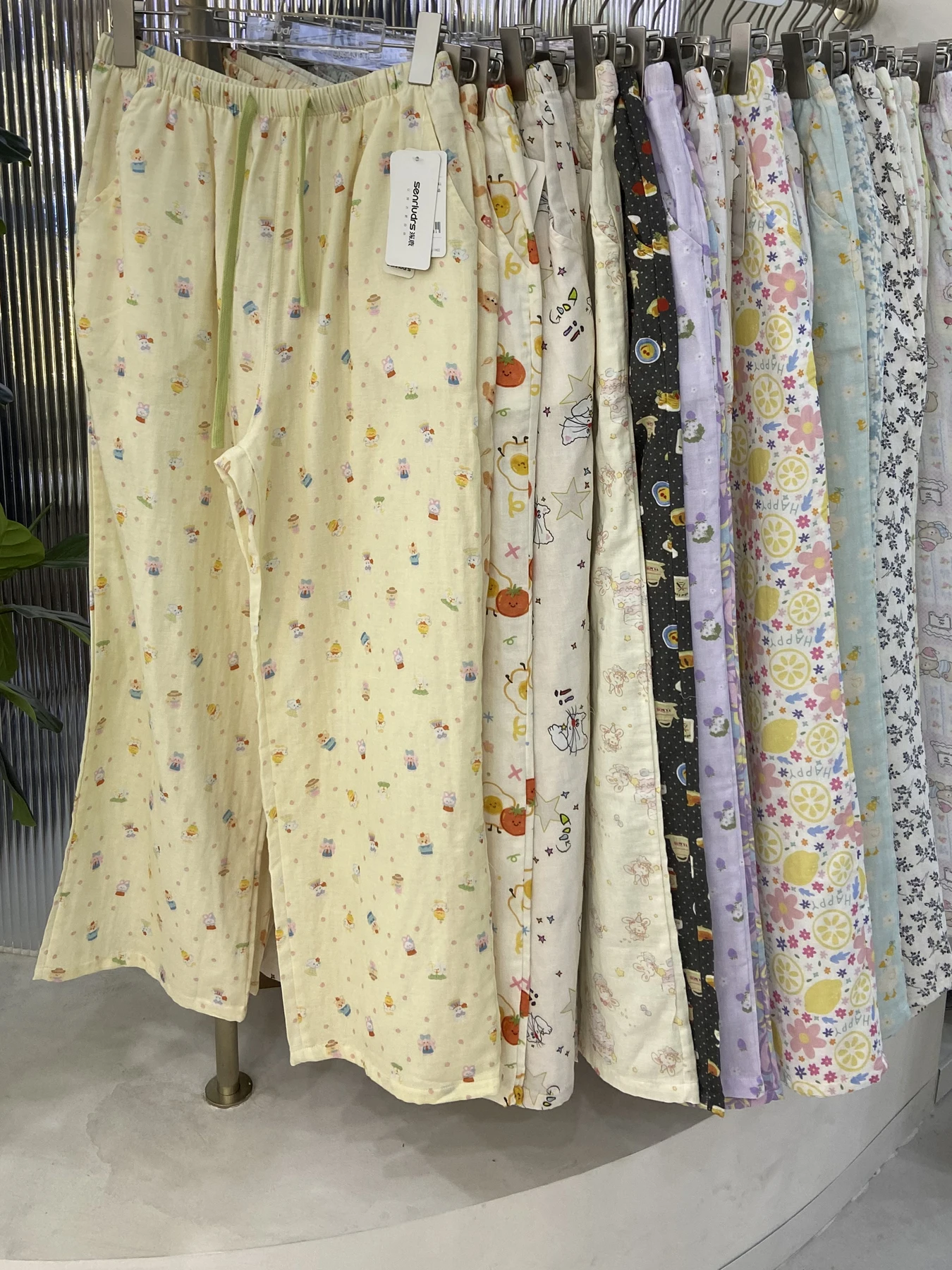 

Deep Deer Summer Ladies Baby 100 Cotton Straight Leg Air Conditioned Loose Pants High Waist Sleepwear Soft Long Trousers