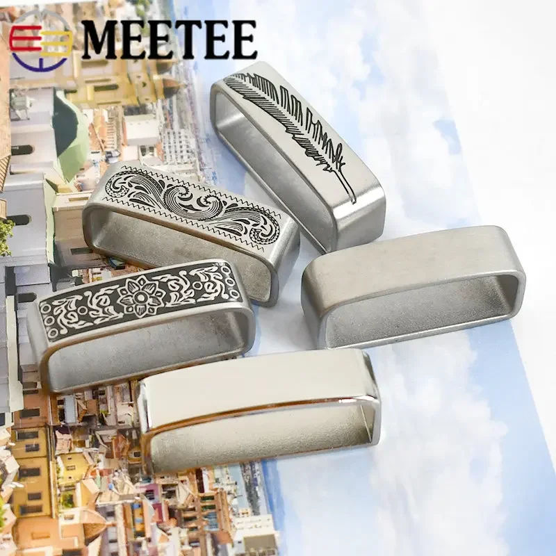 Meetee 1/2Pcs ID35mm/ID40mm Stainless Steel Belts Loop Activity Belt Rings Buckle Leathercrafts Band O Ring Clasp Accessory