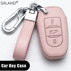 Funda de cuero para llave de coche, accesorio para Peugeot 107, 206, 207, 208, 306, 307, 301, 308S, 407, 2008, 3008, 4008, 5008, RCZ, Citroen C1, C2, C3, C4, C5