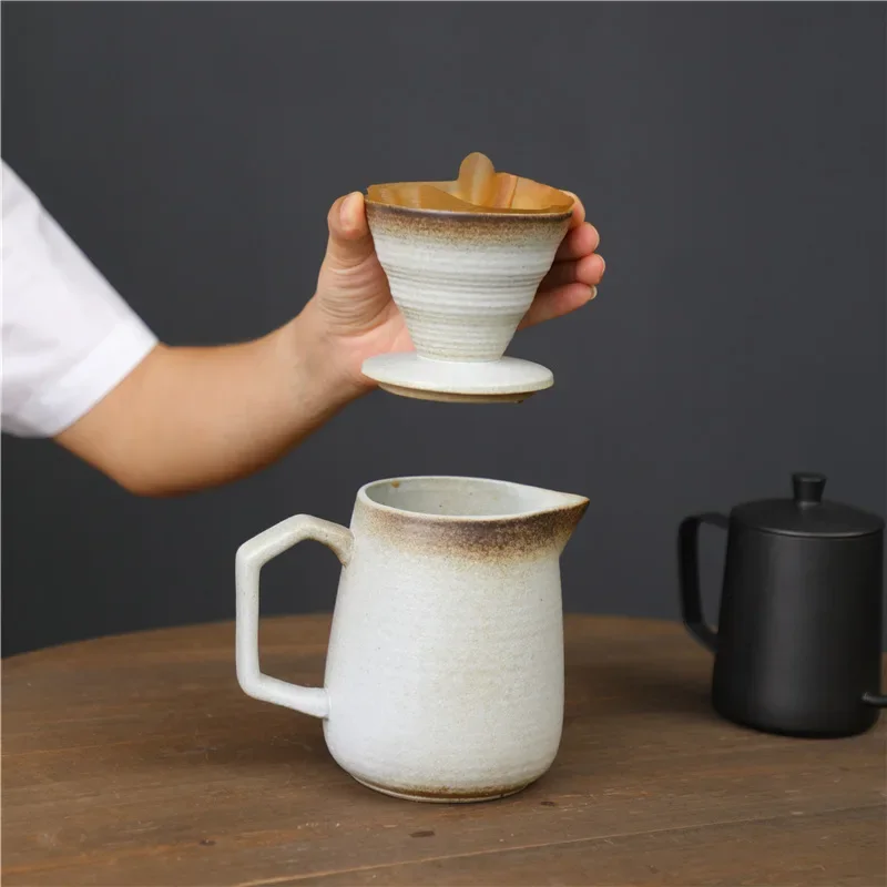 Creative Handicraft Coffee Pot Set, Household Ceramic Filter Cup, Pour-over Coffee Filter, Drip Type