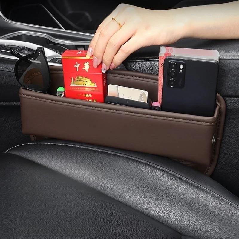 

For KIA Forte K3 Stinger Car Seat Side Crevice Storage Box Key Card Phone Reserved Cable Hole Organizer Storage Bag Accessories