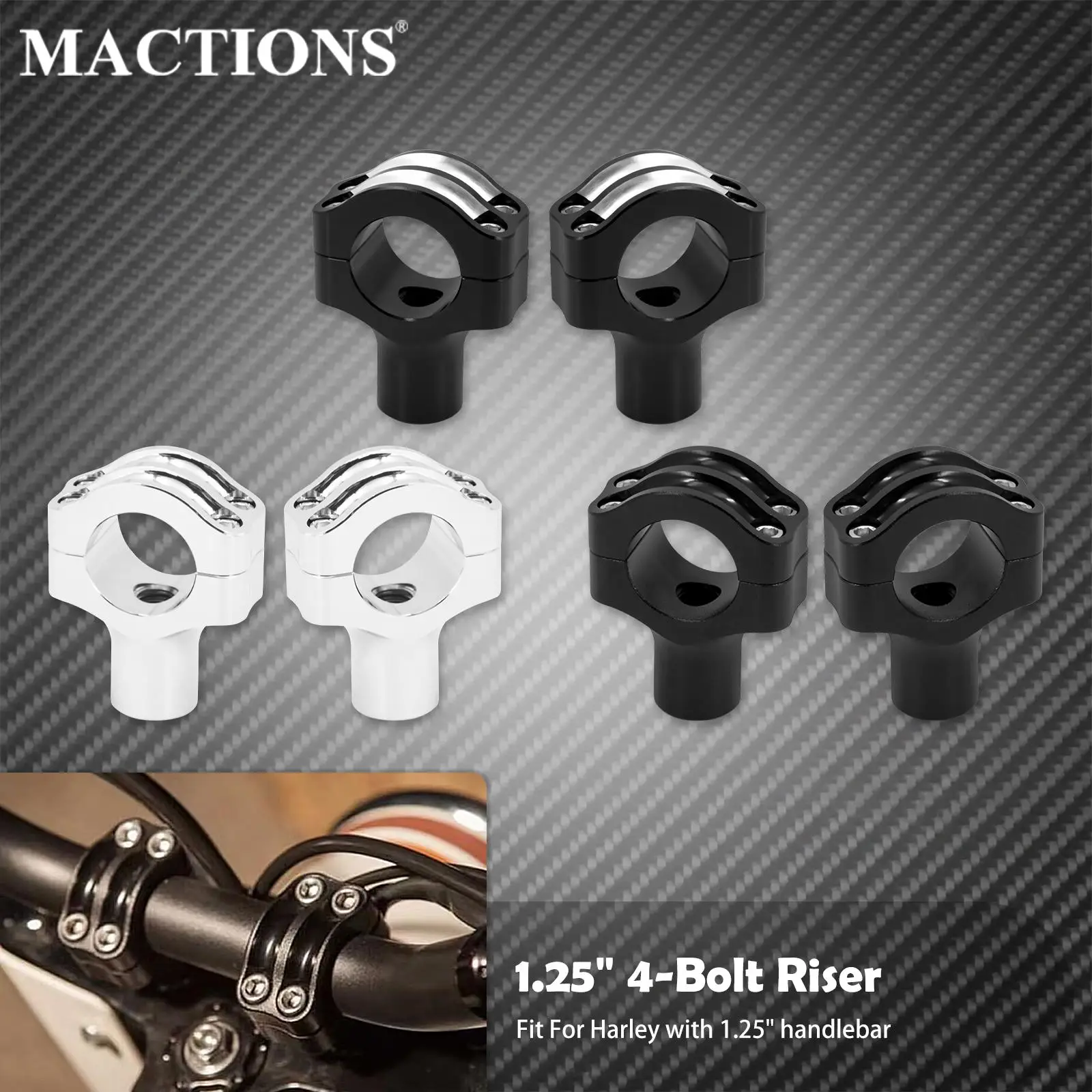 Motorcycle Universal 1.25'' Handlebar Risers Clamp Mount Kit Black/Chrome For Harley Sportster Dyna Touring Softail Road Glide