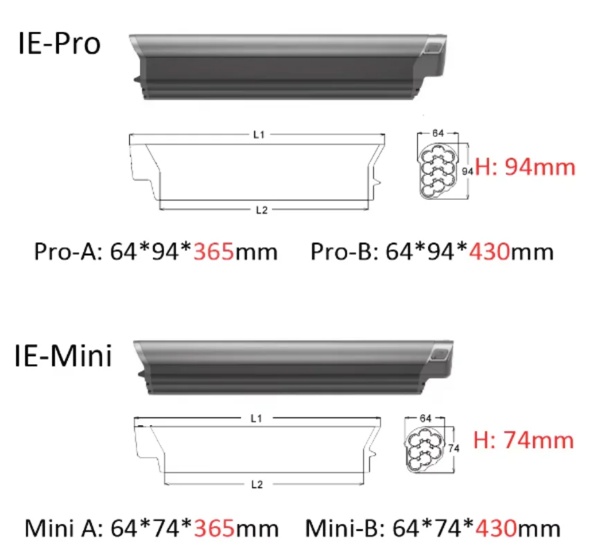 Hilltopper - Battery EEL Pro Mini for electric bike 36V 7.8ah 8.7ah 10.4ah 12.5ah 14ah 17.5ah avec chargeur