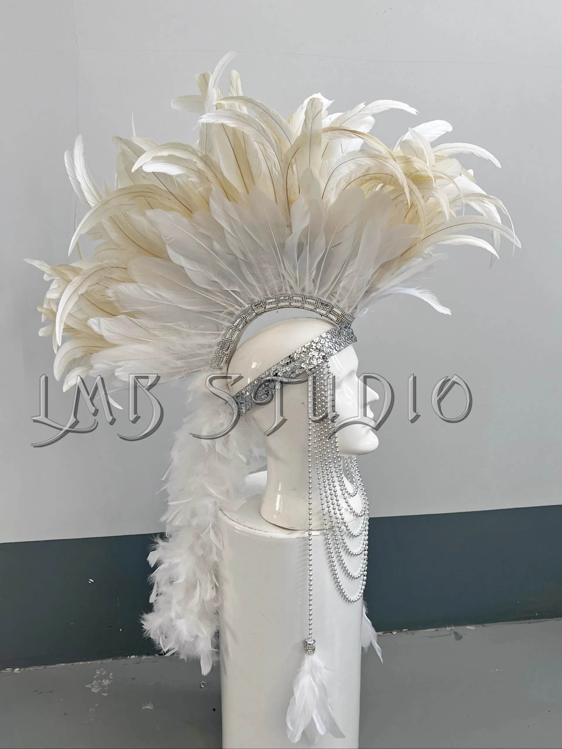 

6 Colours Cosplay Shiny Feather Headwear Bar DJ GOGO Dance Singer Costume Celebrate Party Wear Festival Stage Performance Prop