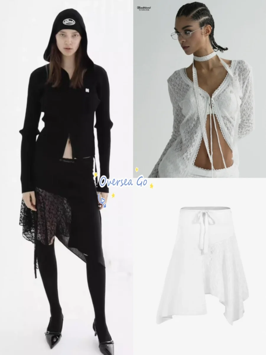 

Pure Desire American Sle V-ne Long Sve Lace Open Cardigan Asymmetric Skirt Slim Fit Commute Sle Polyester Fiber