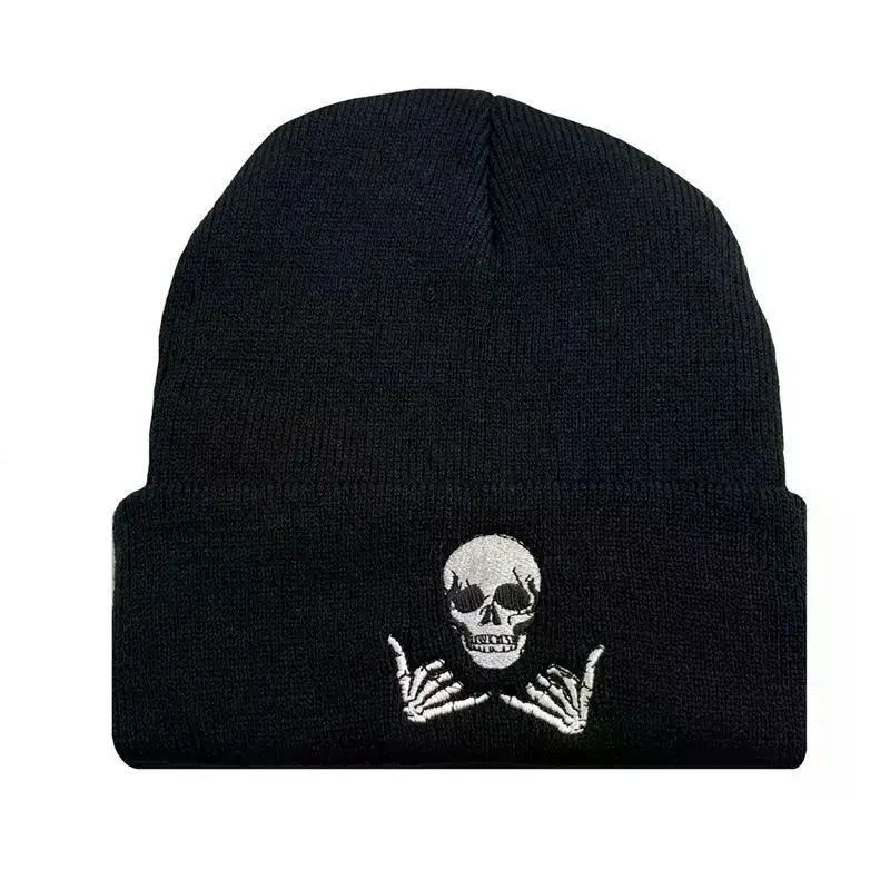 Unisex Winter Warm Beanies Hat Embroidered Stretchy Knit Skull Cap for Hiking Skiing Holiday Gift Idea