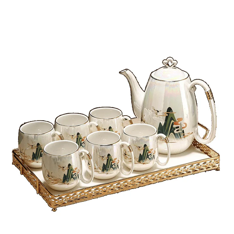 

Chinese water set, kettle set, living room water cup, household cup, ceramic tea set.