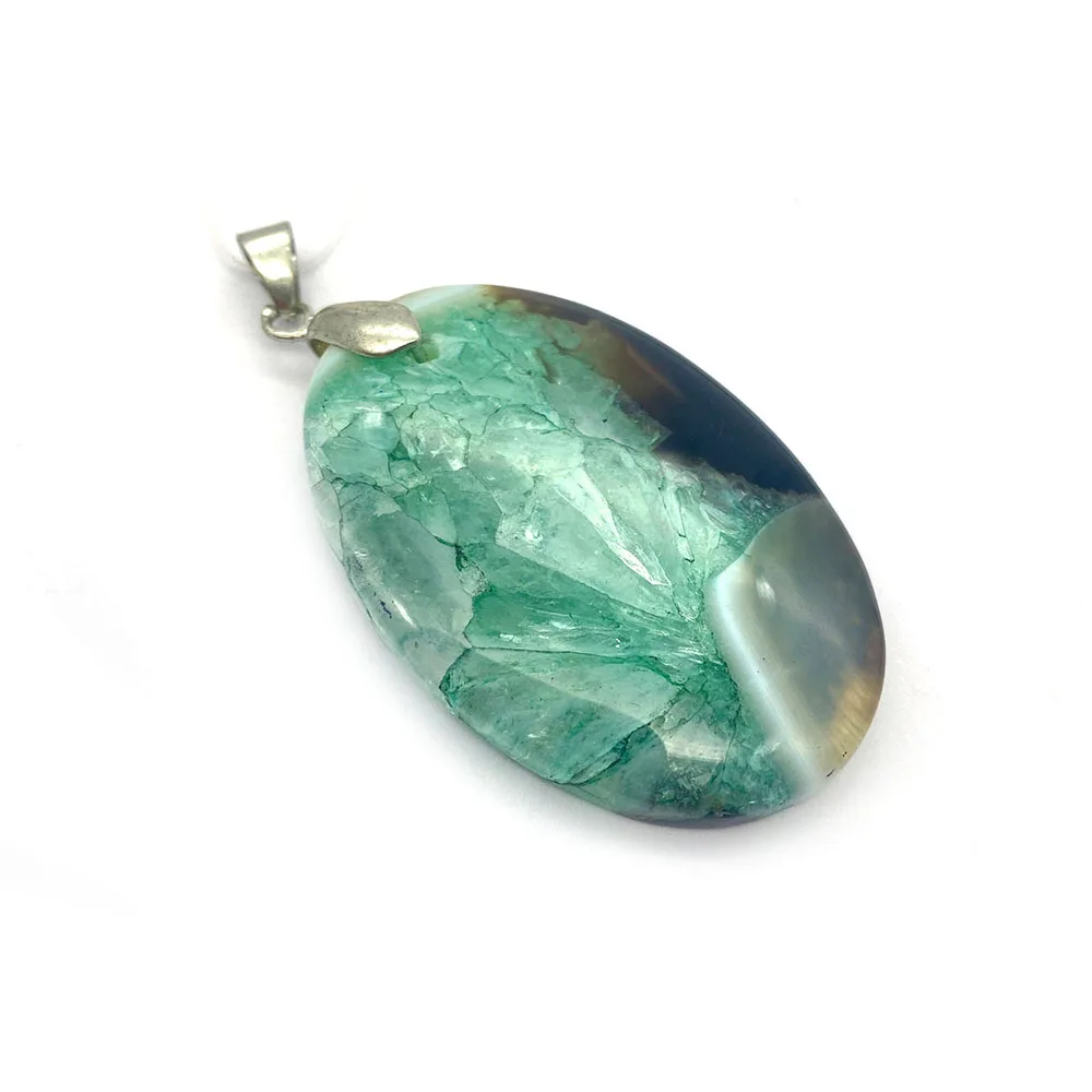 

Colorful Natural Stone Spliced Agate Polished Oval Single-Hole Loose Pendant 29x43mm DIY Necklace Earring Jewelry Accessories