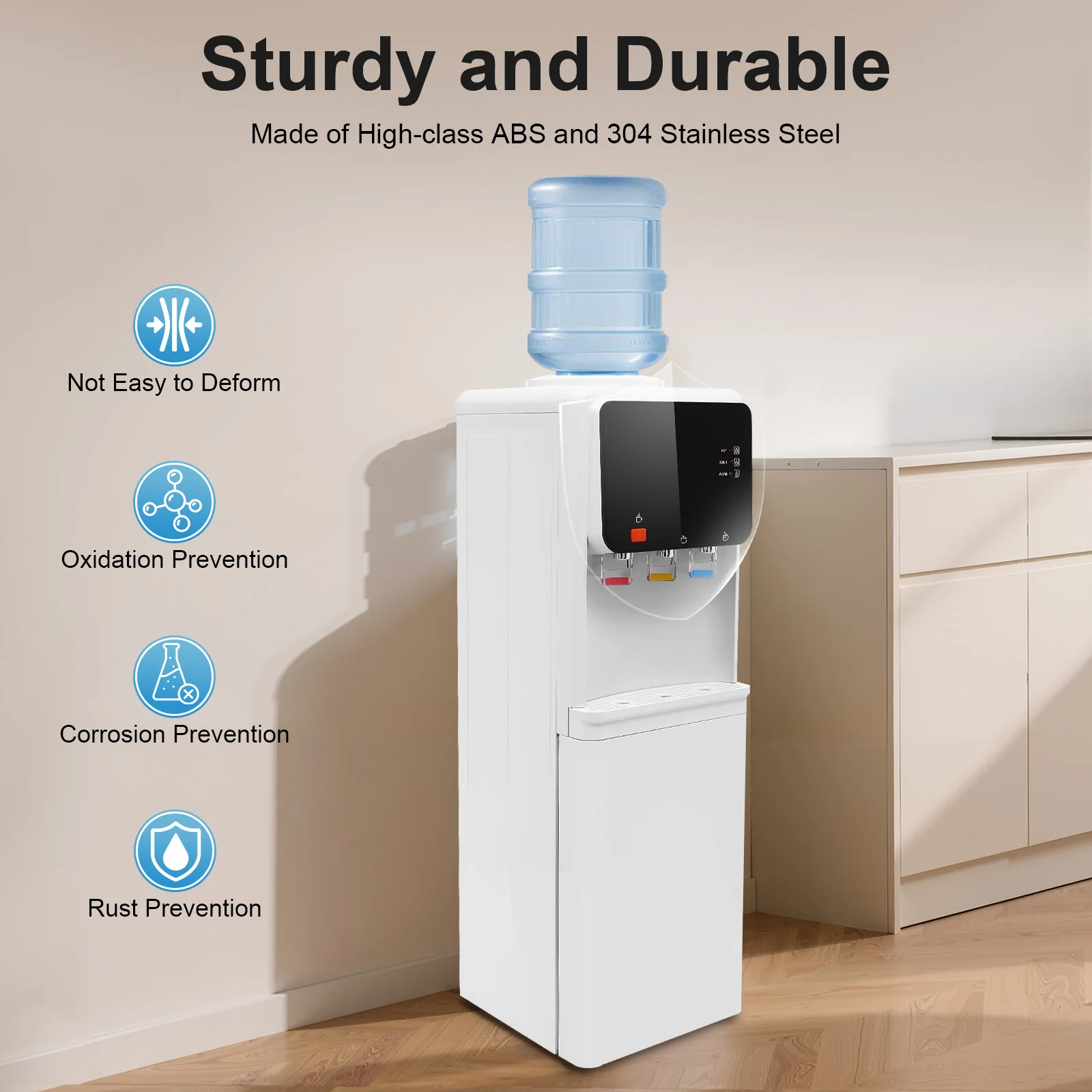 

Hot&Cold Water Dispenser 500W Fast Heating 75W Cooling ABS Stainless Steel Home Office Electric Water Cooler with Child Lock