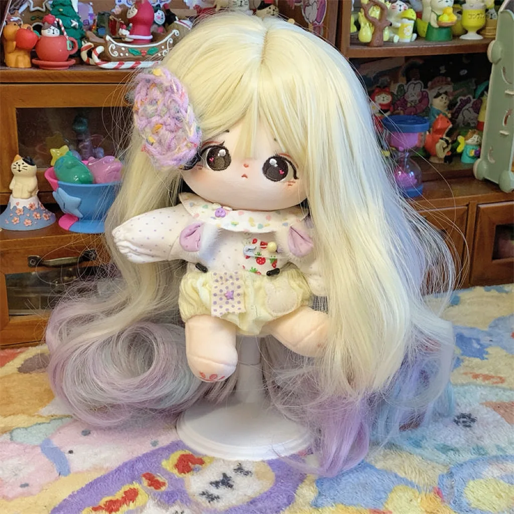 

20 см хлопковый парик для куклы, разноцветные волосы, конец волос, градиентная кукла, парик принцессы Лолиты, набор волос