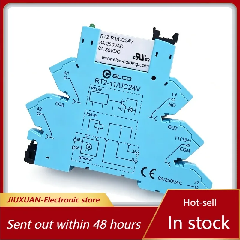 DC24V Thin Din Rail Mount Relay Module RT2-R1/DC24V 6A SPDT Interface PLC Signal Control Relay With LED Indicator